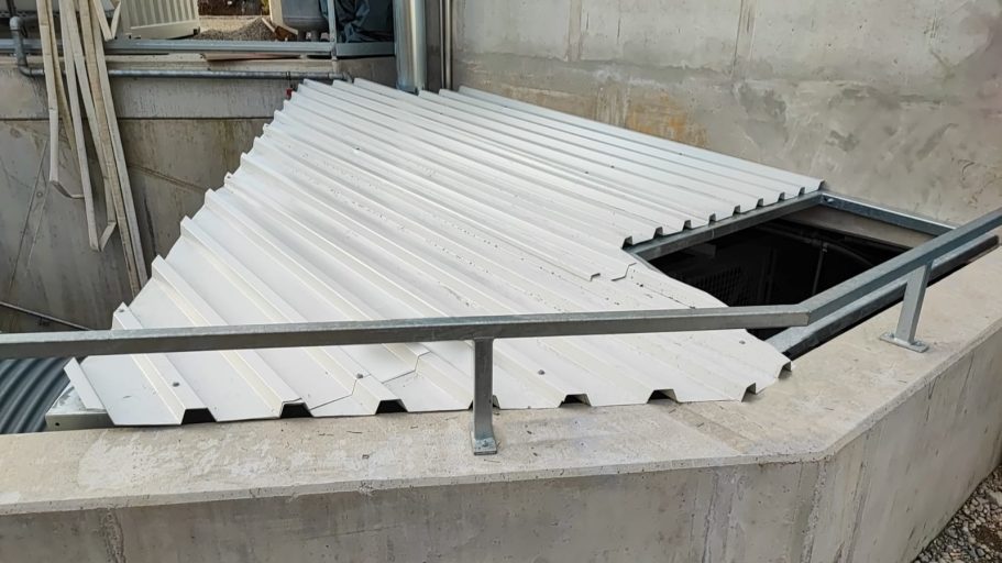 Überdachung Betonrüttelmaschine