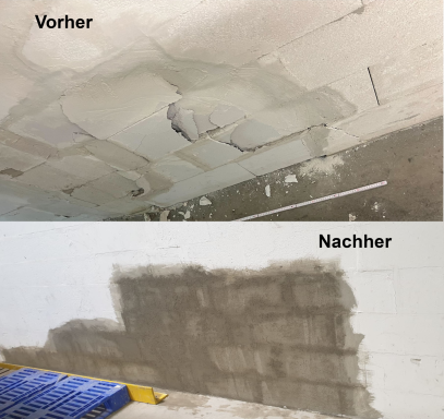 Vorher-Nachher Bild Reparatur Wand